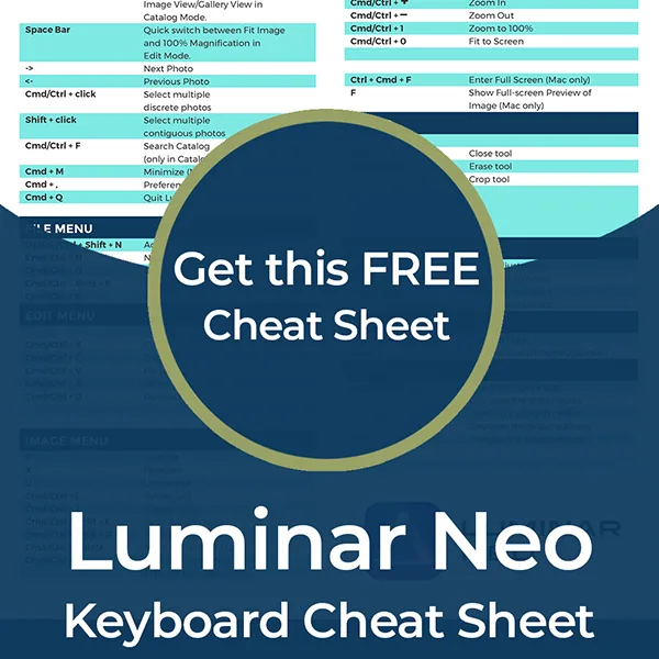 Luminar Neo Keyboard Shortcuts Cheat Sheet freebies jpg